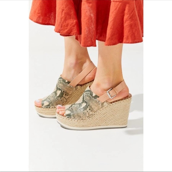 New Dolce Vita Snakeskin Wedges Platform Sandals Leather Espadrille Nordstrom - Picture 1 of 6